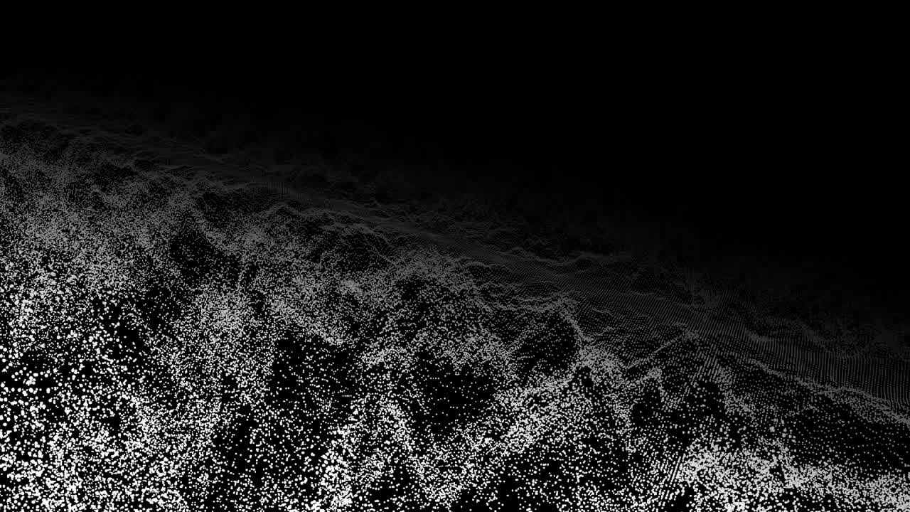 Animation of waves of white particles moving on black background