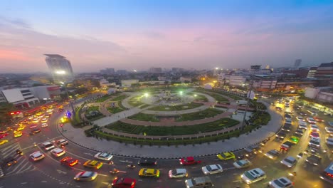 time-lapse or hyper-lapse aerial view highway road roundabout circle or intersection traffic for transportation concept.