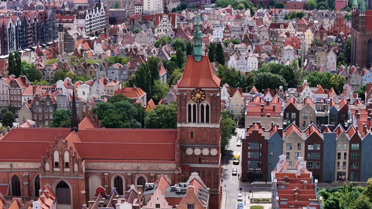 Aerial View of Gdansk Old Town, Poland
