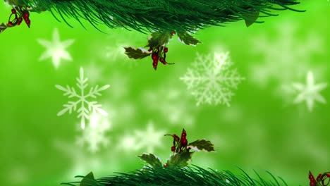 Animation-of-christmas-decoration-over-falling-snow