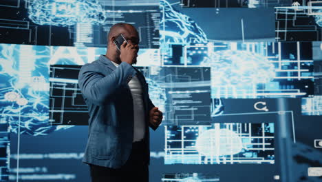 high tech concept of black it professional exploring artificial intelligence