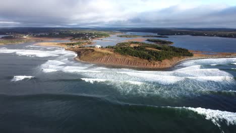 arial shot of a point on the east coast of canada