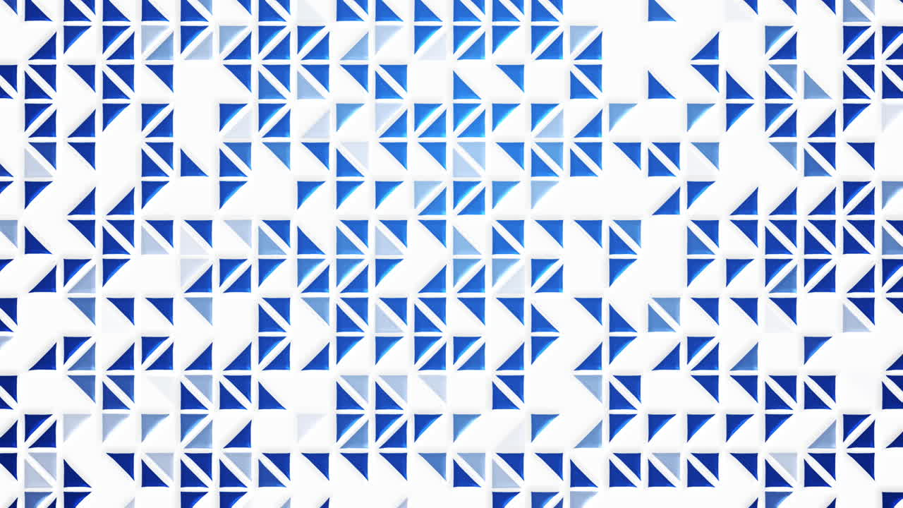 Blue looped animation layout with lines, triangles. Glitter abstract with glow triangular shapes. Copy space.