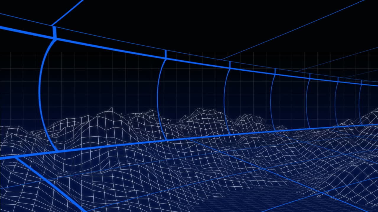 líneas de cuadrícula en movimiento sobre fondo azul