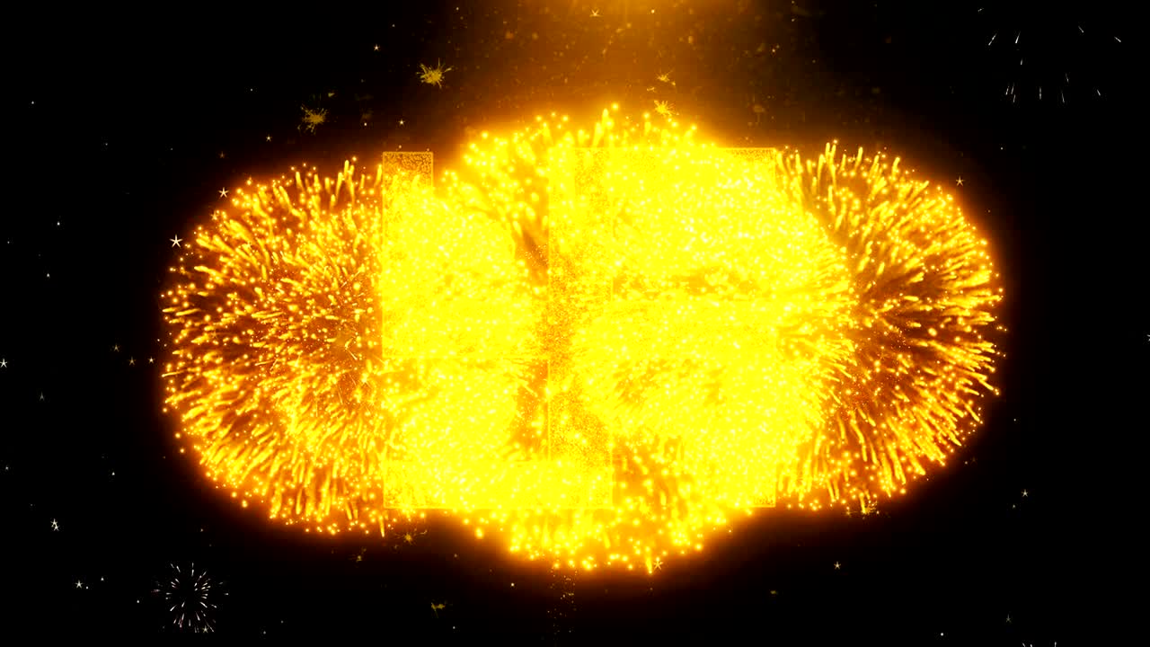 Hindu Swastika Icon on Firework Display Explosion Particles.