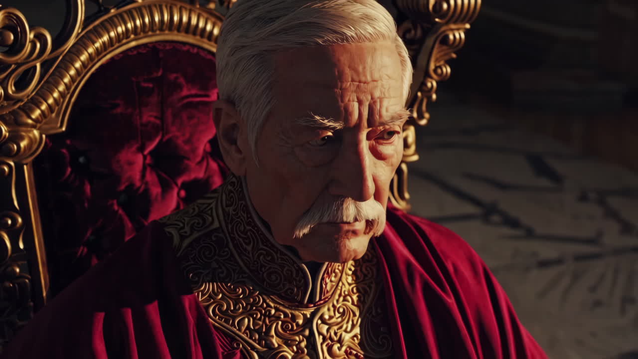 King on His Throne in a Grand Palace