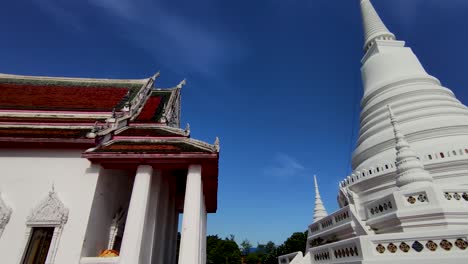 asian white and red temple exterior design, no people