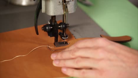 sewing leather with a vintage sewing machine