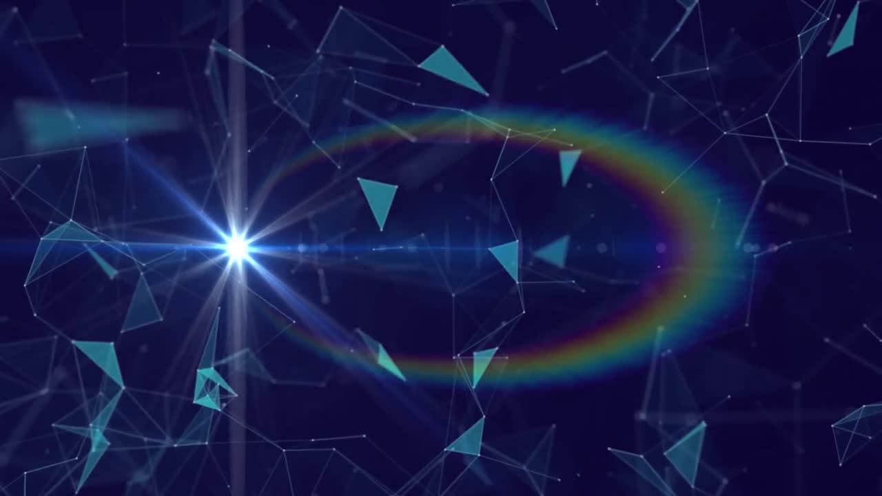 어두운 배경에 빛나는 별과 함께 회전하는 네트워크 연결