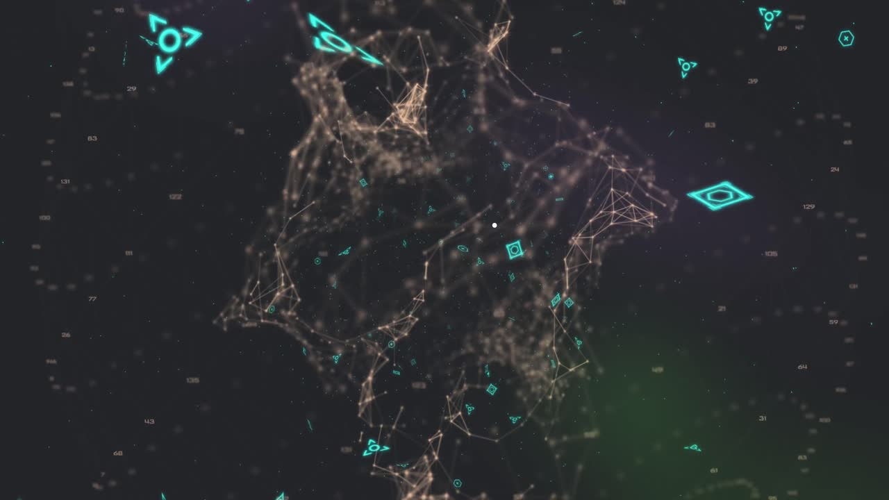 파란색 배경에 qr 코드와 봉투 아이콘으로 데이터 처리의 애니메이션