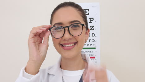 visión, gafas y mujer, rostro