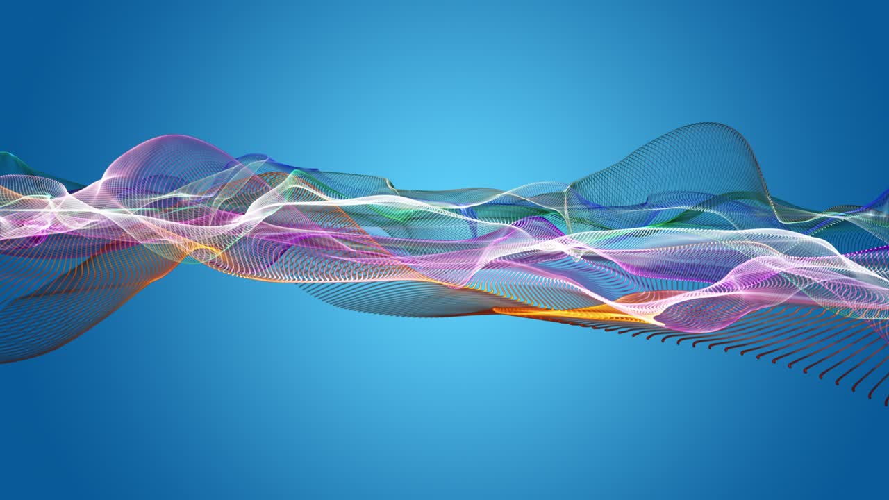 천천히 움직이는 입자 파동 물체와 함께 환상적인 애니메이션, 4096x2304 루프 4k