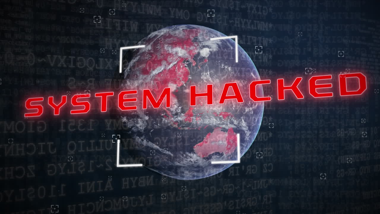 sistema hackeado texto contra el globo giratorio