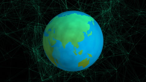 animación de la red de conexiones con el globo sobre fondo negro