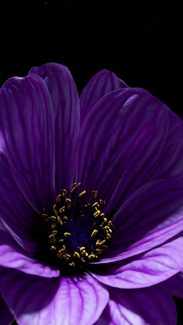 Vibrant Purple Flower Against Black Background