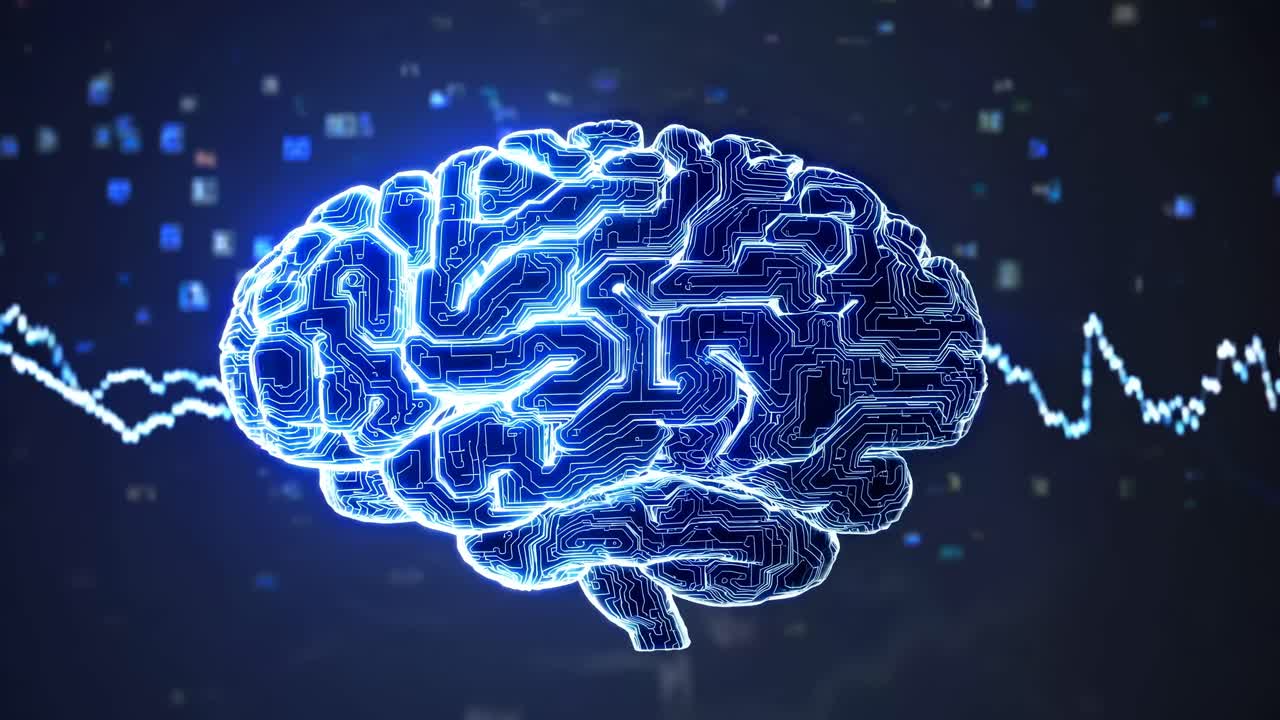 AI Brain with Digital Circuitry and Neural Activity