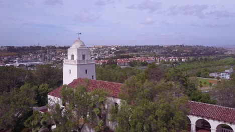 aerial over the san diego spanish mission 2