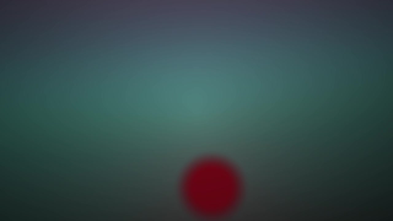 Red Sphere Moving Across a Dark Teal Gradient Background