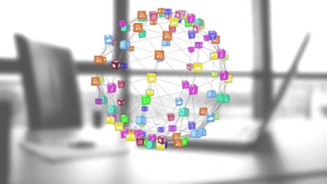 globo giratorio con una red de iconos conectados