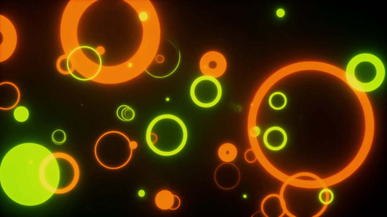 Sfondo Animato Astratto con Cerchi Arancioni e Verdi Luminosi
