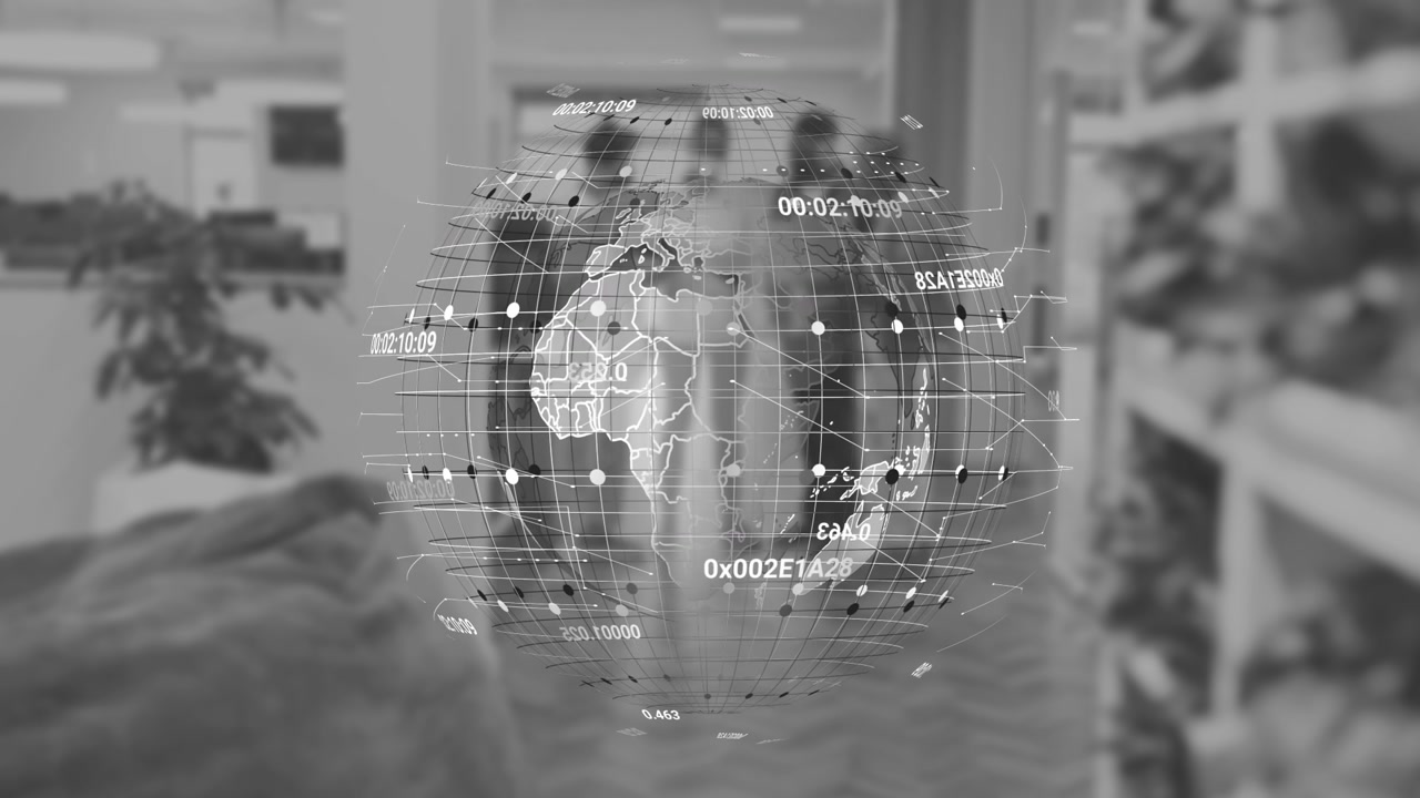 Animation of globe over diverse business people