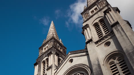 Timelapse-of-the-facade-of-Metropolitan-Cathedral-of-Fortaleza,-Ceara,-Brazil