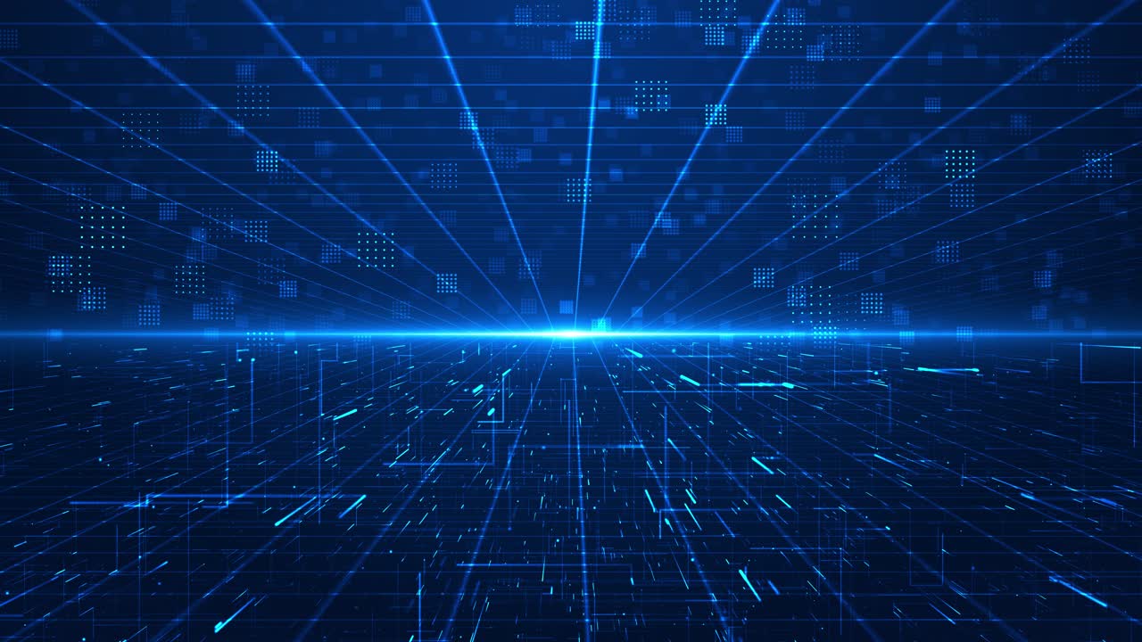 Futuristic digital cyberspace particles twinkling wave deep stage background data network