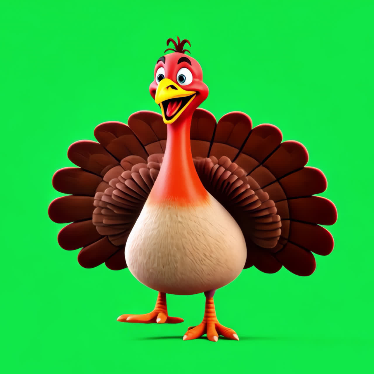 Cheerful cartoon turkey character animation isolated asset, transparent ...