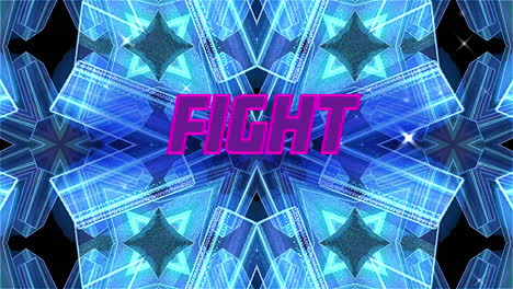 animación del texto de lucha sobre formas azules sobre fondo negro
