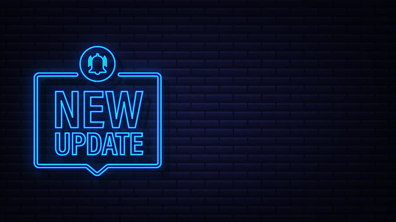 현대적인 네온으로 새로운 빨간 업데이트 배너. 웹 디자인. 모션 그래픽