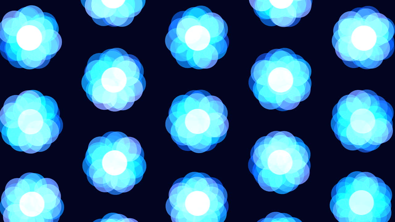 patrón abstracto de flores de primavera en filas sobre degradado negro