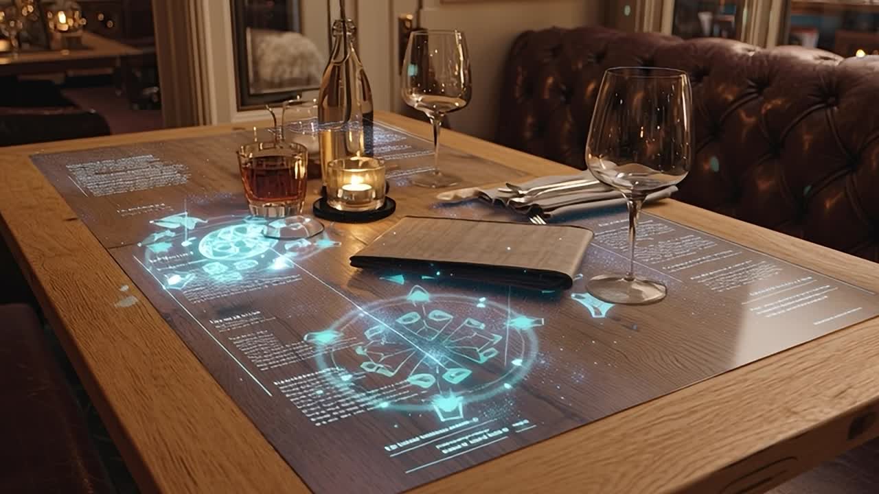 Modern interactive dining experience with projected table displays