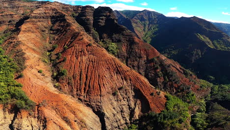 red rock mountains and valley aerial view