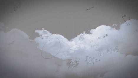 animation of mathematical equations over clouds