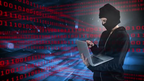 animación digital de un hacker hackeando la computadora portátil 4k