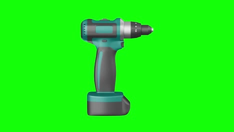 destornillador eléctrico en fondo verde. ilustración 3d aislada