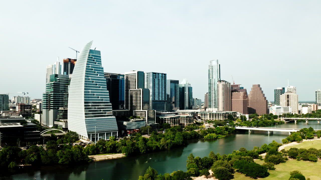 텍사스 주 오스틴 시내의 드론 뷰