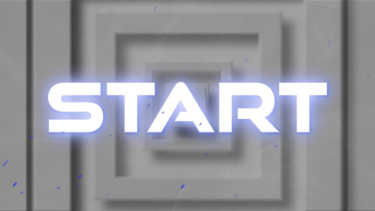 Animation of start text on white background