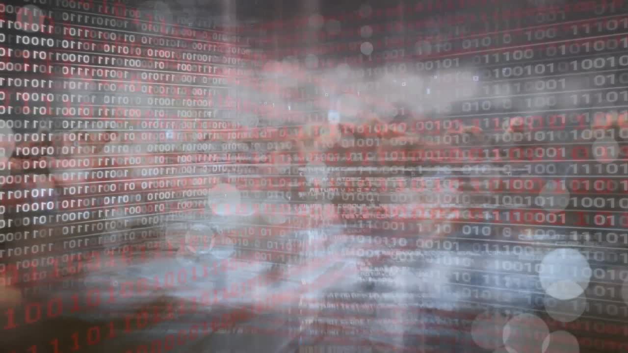 animación del procesamiento de datos digitales sobre un fondo gris