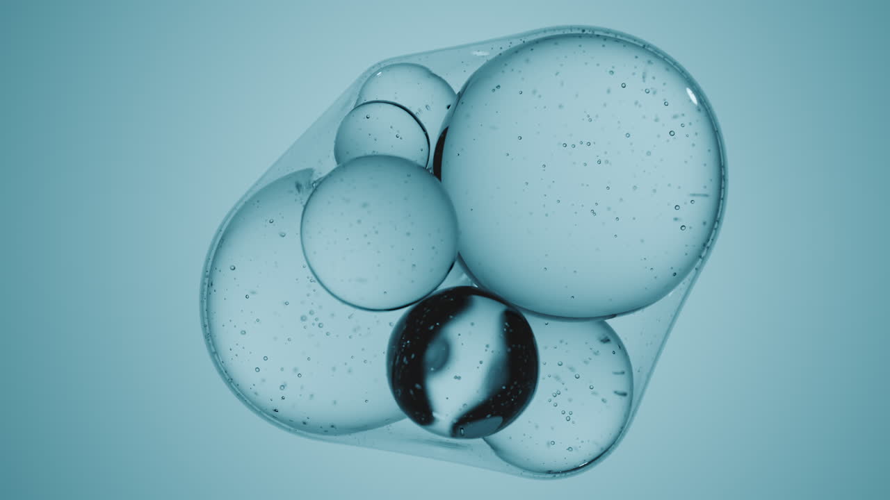 Molecules Move in an Abstract Blue Background