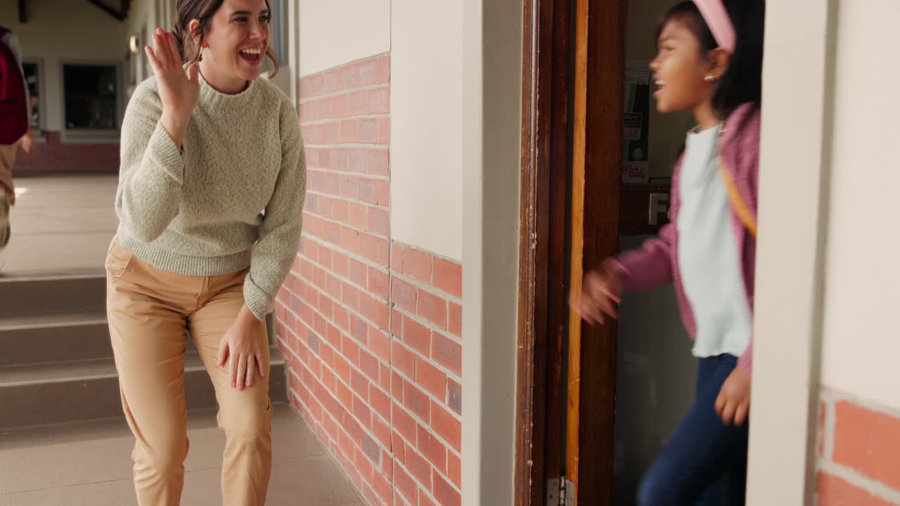 Teacher and student interacting at school