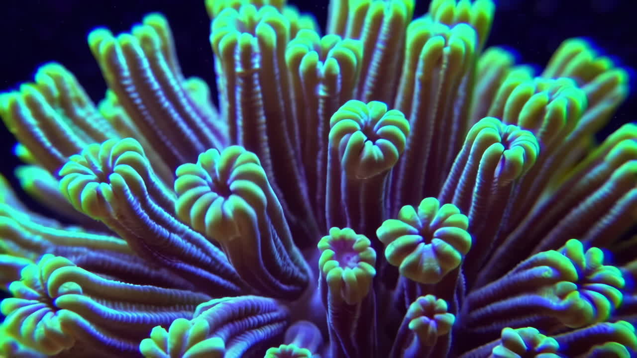 Vibrant Fluorescent Coral Close-up