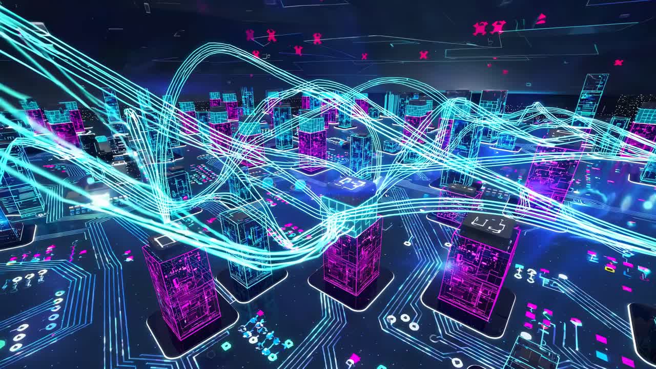 visualización de la red de ciudades futuristas