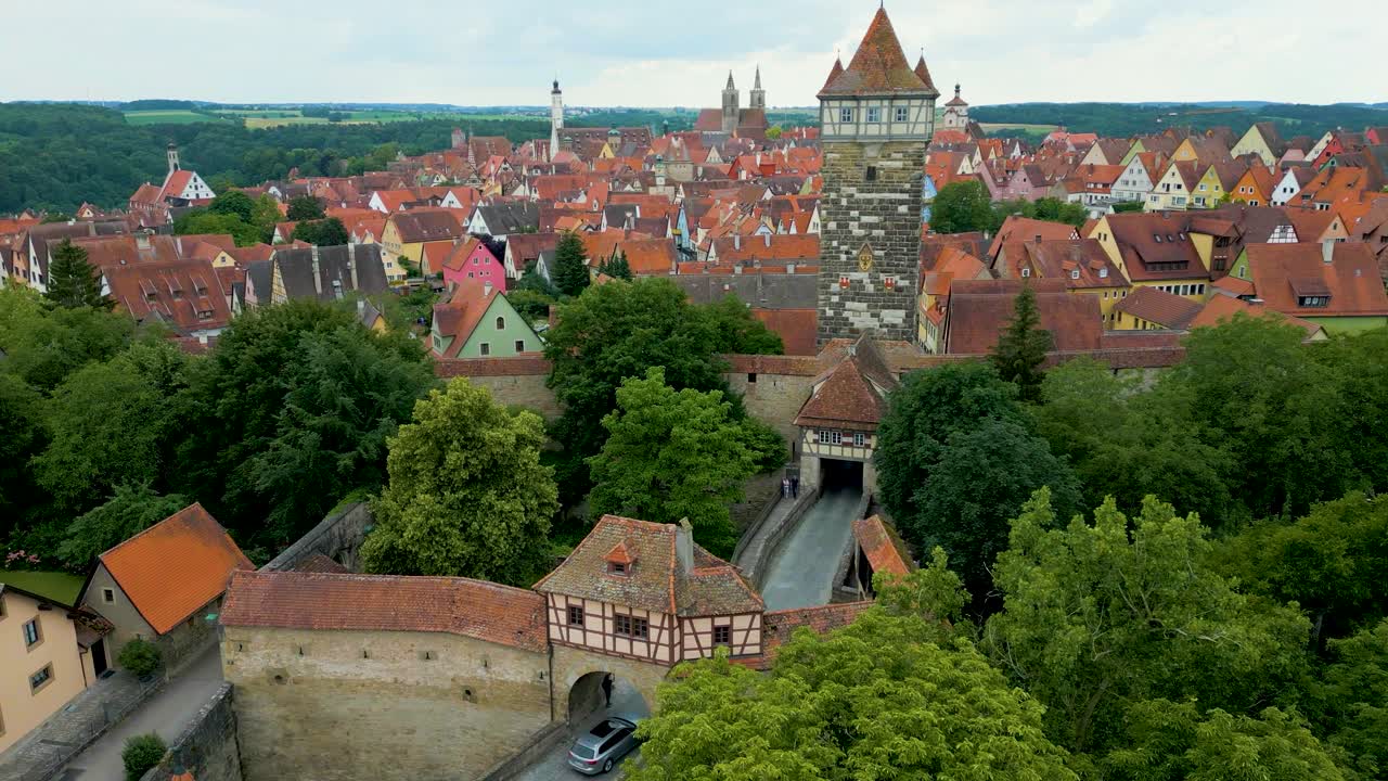 Aerial View of Historic Rothenburg ob der Tauber, Germany