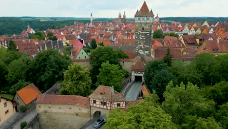 aerial view of historic rothenburg ob der tauber, germany
