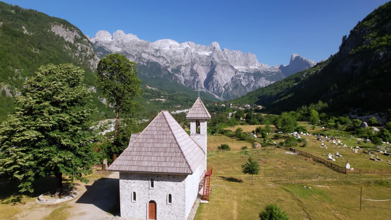 Theth is one of the most popular travel destinations in northern Albania. Drone flight through the valley