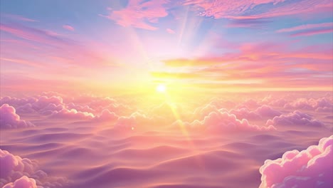 vibrant sunset above pink and orange clouds