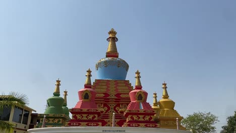 white buddhist pagoda at a monastery in gaya, bihar