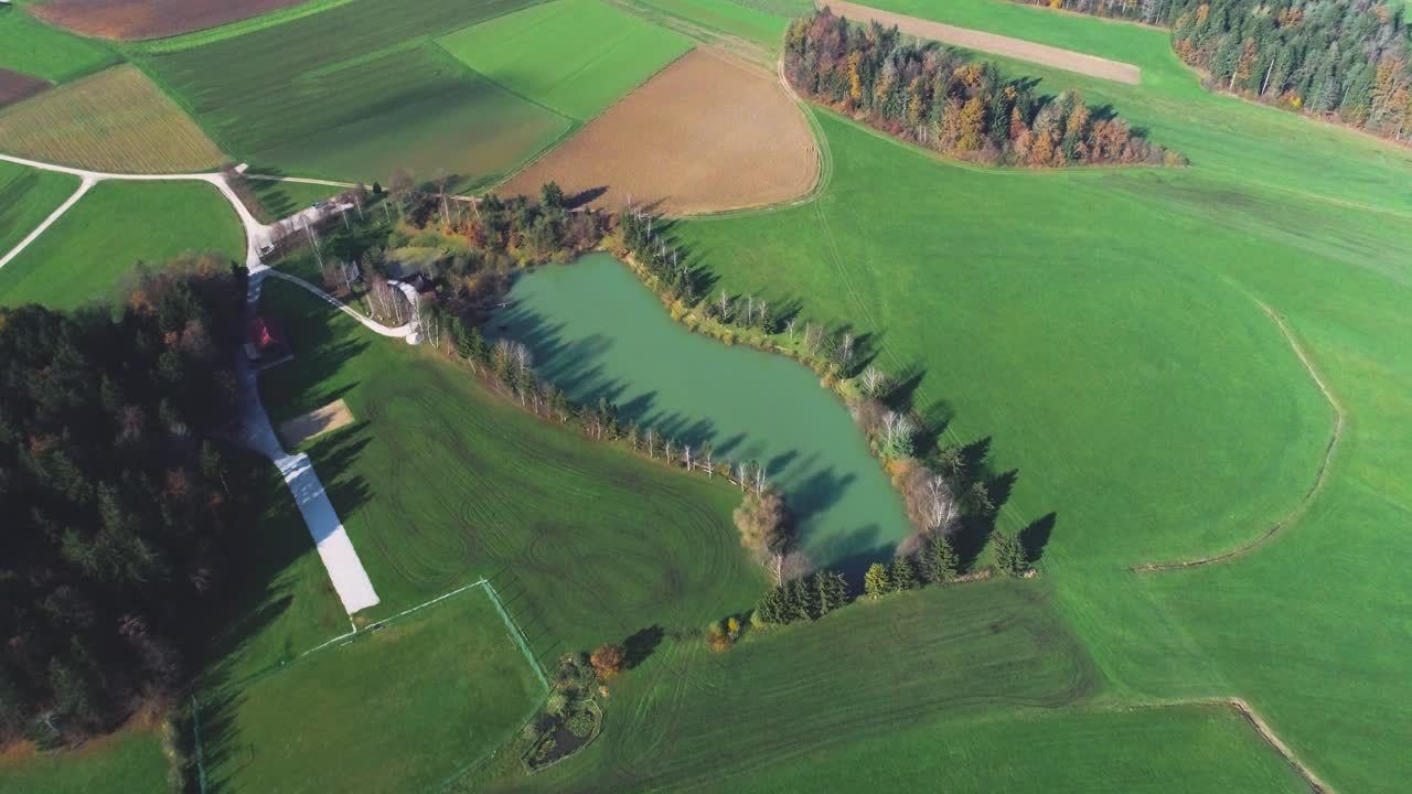 Aerial drone flyover green valley in Bosnia and Herzegovina , dolly in