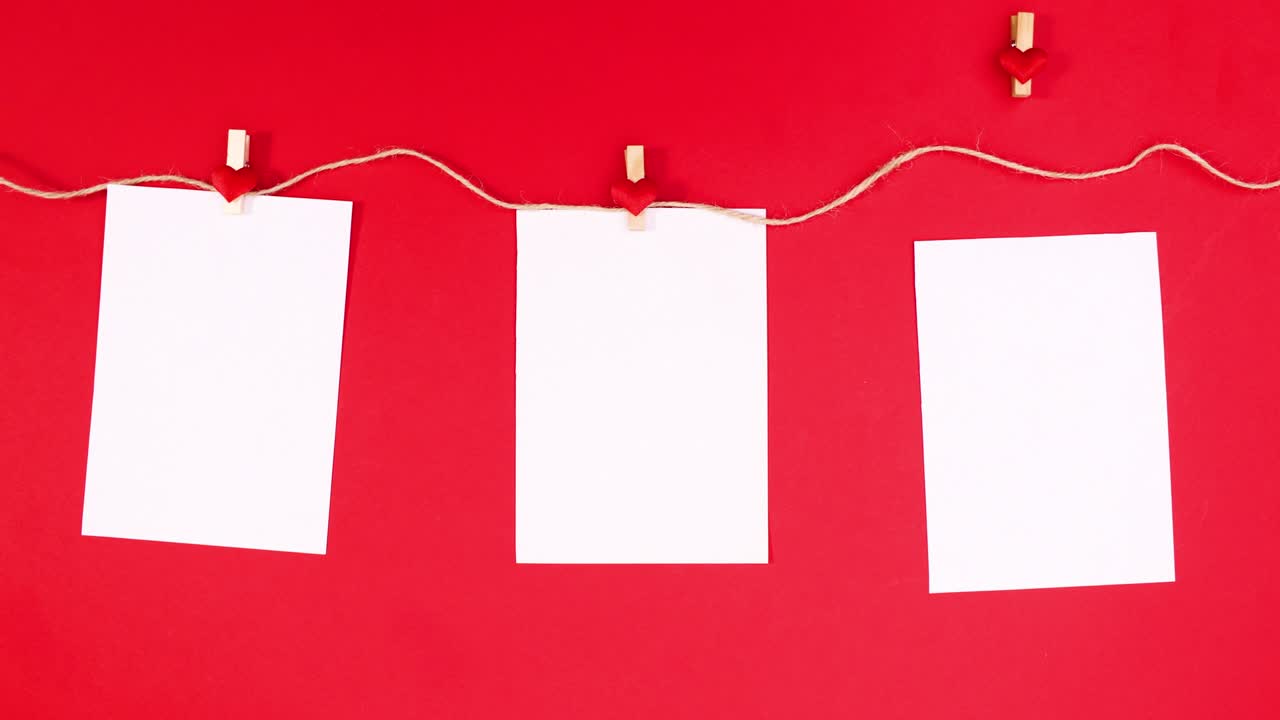 발렌타인 데이에 대한 세 가지 논문 - 은 테마의 로프에 매달린 텍스트 - 스 모션